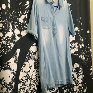 Paper Crane Denim Chambray Shirt Dress w/ Pockets!